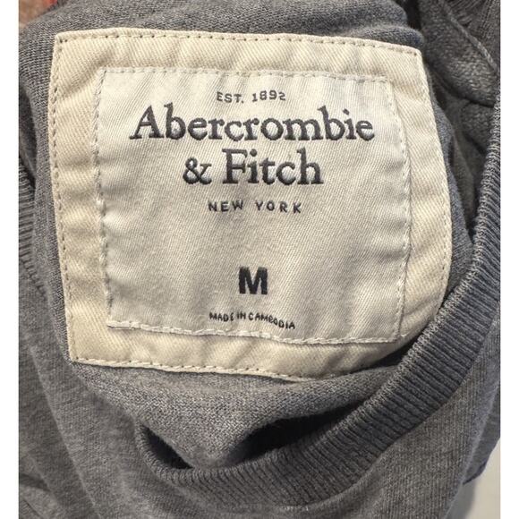 Abercrombie & Fitch Gray Muscle T Shirt Tee Size Medium Velvet Trim Preppy READ - Picture 5 of 7